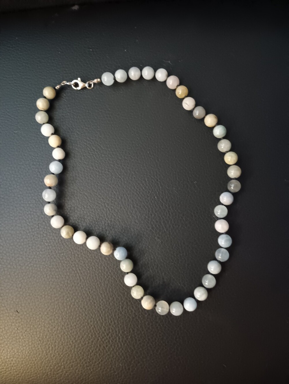 Handmade Moonstone Beaded Necklace with Sterling Silver Clasp